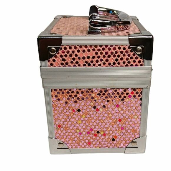 Caboodles Pink Sequin Mini Makeup Case Organizer 2012  Approximately 5" x 5" - Picture 8 of 11